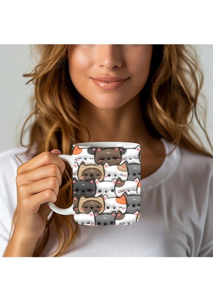 Kedi Baskılı 3D Tasarım Seramik Kupa Mug - Hediyelik Kediler Kupa Bardak modelleri