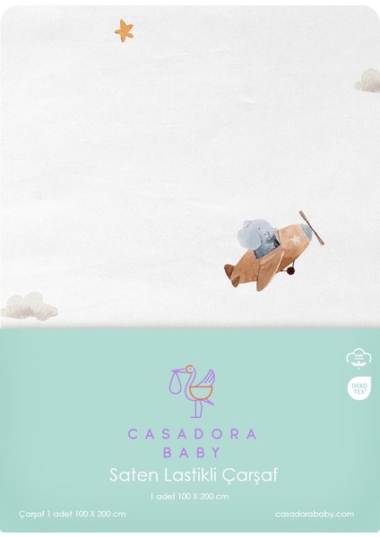 Happy Tony 100% Pamuk Saten Lastikli Çarşaf - 120X200 cm