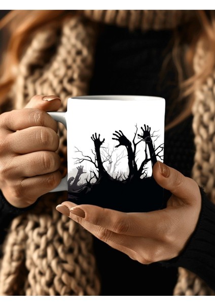 Zombi Eller Şeklinde Tam Boy 3 Boyutlu Tasarım Seramik Kupa Mug