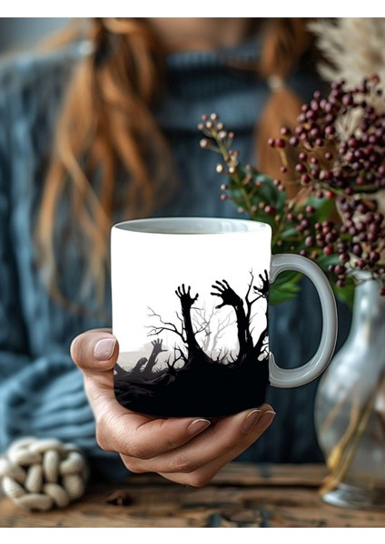 Zombi Eller Şeklinde Tam Boy 3 Boyutlu Tasarım Seramik Kupa Mug indirimleri