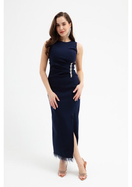 Kadın Lacivert Otrişli Söz Nişan Nikah Abiye Elbise fiyatları