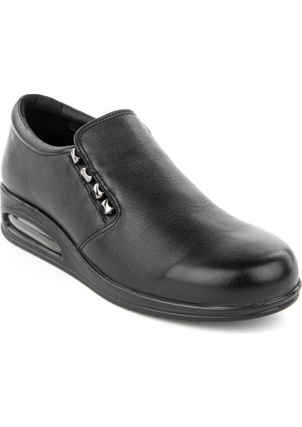 Biguna 6 Nokta Anatomik Air Max Taban Deri Kadın Ayakkabı (325754) Siyah