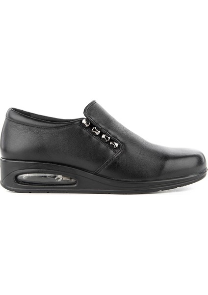 Biguna 6 Nokta Anatomik Air Max Taban Deri Kadın Ayakkabı (325754) Siyah