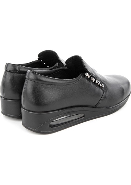 Biguna 6 Nokta Anatomik Air Max Taban Deri Kadın Ayakkabı (325754) Siyah