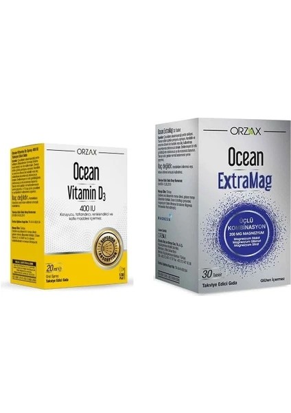 Ocean Extramag 30 Tablet +Ocean Vitamin D3 400 Iu Oral Sprey 20 ml