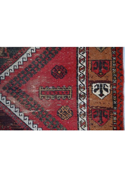 56 x 81 cm Kırmızı ve Kahverengi Tribal Desenli El Dokuma Küçük Boy Uşak Kilimi fiyatları