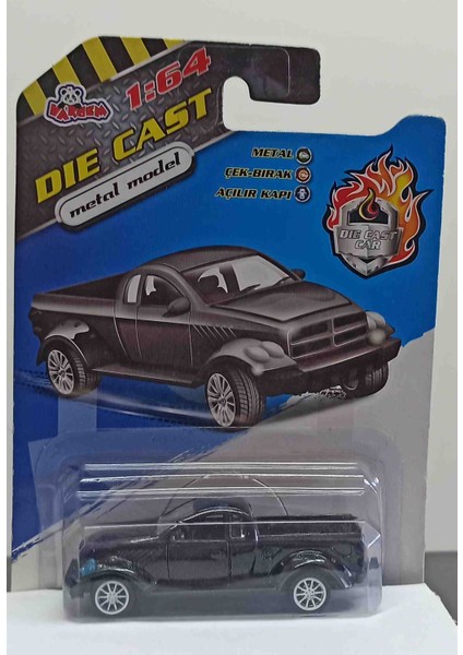 Dianomi Vardem 1:64 Ölçek Chrysler Pick-Up Siyah// Çek Bırak 8 cm Metal Pick-Up