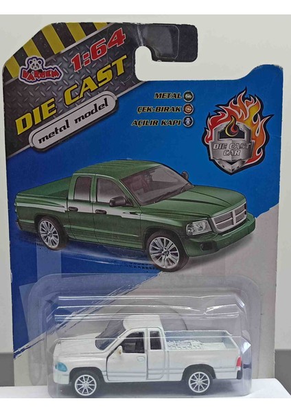 Vardem Dianomi 1:64 Ölçek Chrysler Pick-Up Beyaz/// Çek Bırak 8 cm Metal Kapıları Açılır