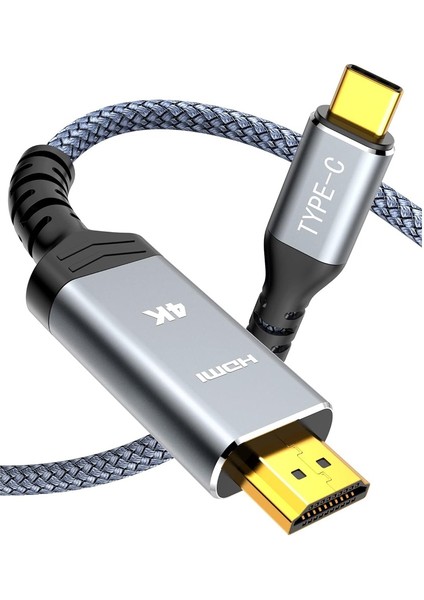 Type-C To 4K 30Hz Ultra Full Hd HDMI Usb-C Tak Çalıştır Görüntü Aktarım Kablosu 3 Metre Gold