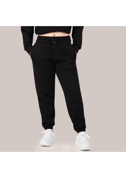 Siyah Kadın Jogger, 3 Iplik Kumaş, Normal Fit fırsatları