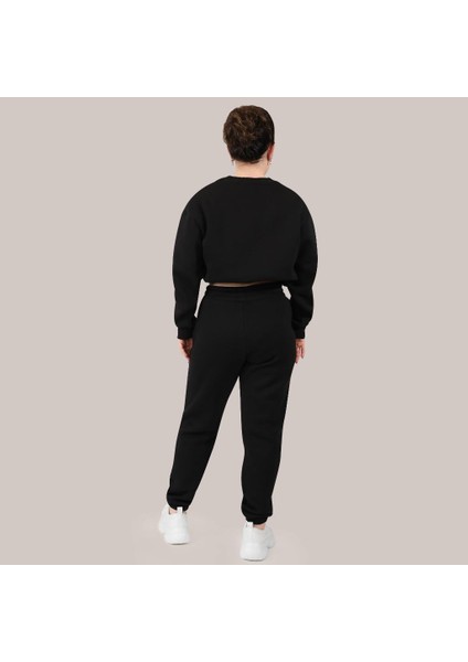 Siyah Kadın Jogger, 3 Iplik Kumaş, Normal Fit indirimleri