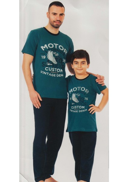 Erkek Çocuk Kısa Kol , Uzun Pantolonlu Penye Pijama Takım M00679