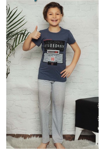 Kısa Kol Tişört , Uzun Pantolon Erkek Çocuk Pijama M00672