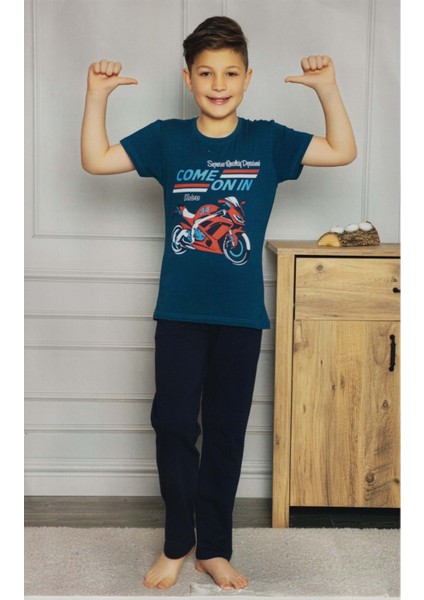 Kısa Kol Tişört , Uzun Pantolon Erkek Çocuk Pijama M00672