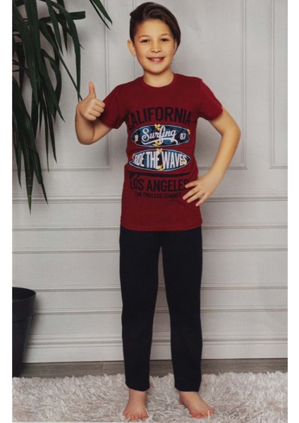 Kısa Kol Tişört , Uzun Pantolon Erkek Çocuk Pijama M00672
