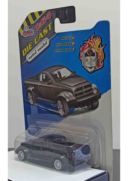 Dianomi Vardem 1:64 Ölçek Chrysler Pick-Up Siyah// Çek Bırak 8 cm Metal Pick-Up