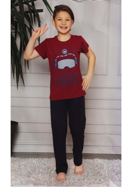 Kısa Kol Tişört , Uzun Pantolon Erkek Çocuk Pijama M00672