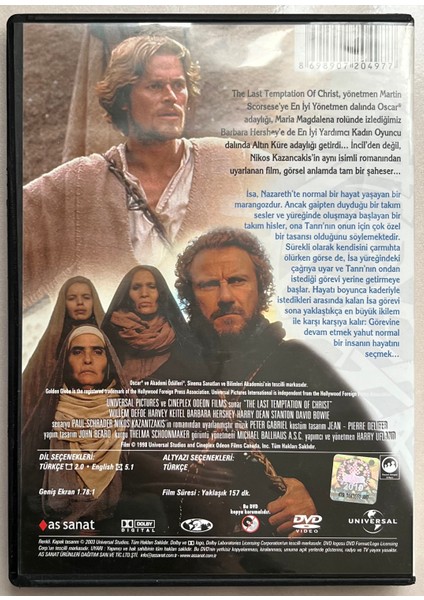 Günaha Son Çağrı - The Last Temptatıon of Christ DVD Willem Dafoe fiyatları