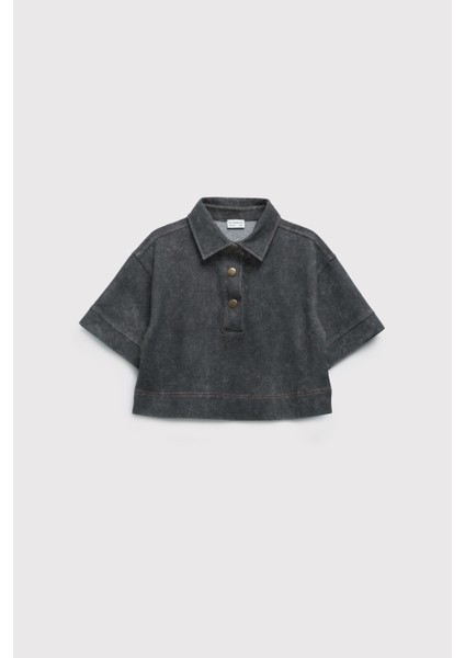(Kids Girl) Kot Görünümlü Polo Üst