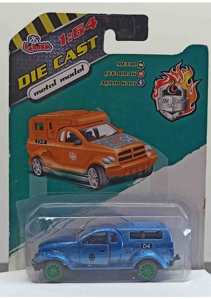 Dianomi Vardem 1:64 Ölçek Chrysler Pick-Up D-4 Mavi// Metal Çek Bırak 8 cm