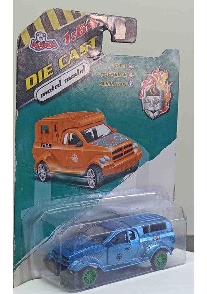 Dianomi Vardem 1:64 Ölçek Chrysler Pick-Up D-4 Mavi// Metal Çek Bırak 8 cm