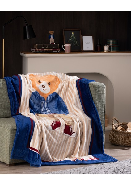 Marnay Ayı Welsoft Polar Baskılı Tv Battaniye - Bej/lacivert