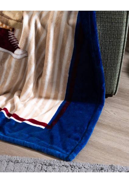 Marnay Ayı Welsoft Polar Baskılı Tv Battaniye - Bej/lacivert modelleri