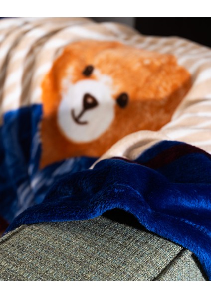 Marnay Ayı Welsoft Polar Baskılı Tv Battaniye - Bej/lacivert indirimleri