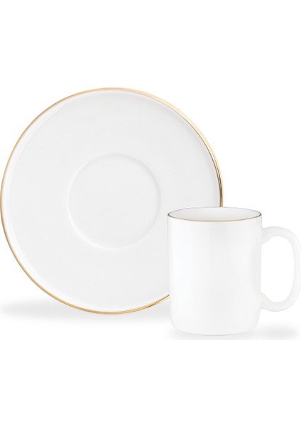 Lumora 6 Kişilik 12 Parça Kahve Fincan Takımı - Beyaz/gold - 100 ml