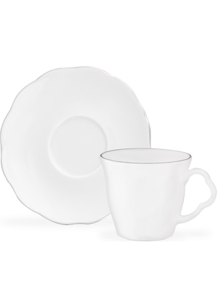 Vela 6 Kişilik 12 Parça Kahve Fincan Takımı - Beyaz/Silver - 90 ml