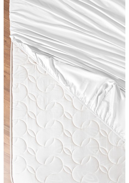 Ciel Tek Kişilik Plus %100 Pamuk Lastikli Saten Çarşaf - Beyaz