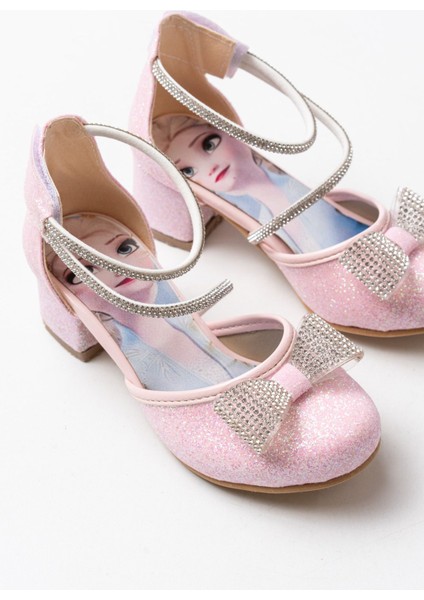 Kız Çocuk Elsa Cırtlı Topuklu Abiye Ayakkabı
