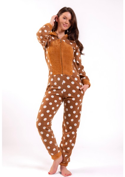 Kadın Kahve Ayıcık Puanlı Polar Tulum fiyatları