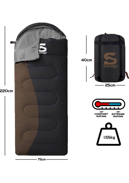 Mont Blanc -15 C Kahverengi-Siyah Uyku Tulumu (YS-507)