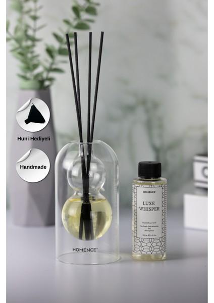 Luxe Whisper Amber Vanilya Sandal Çubuklu Oda Kokusu Dekoratif Cam Şişeli 100 ml