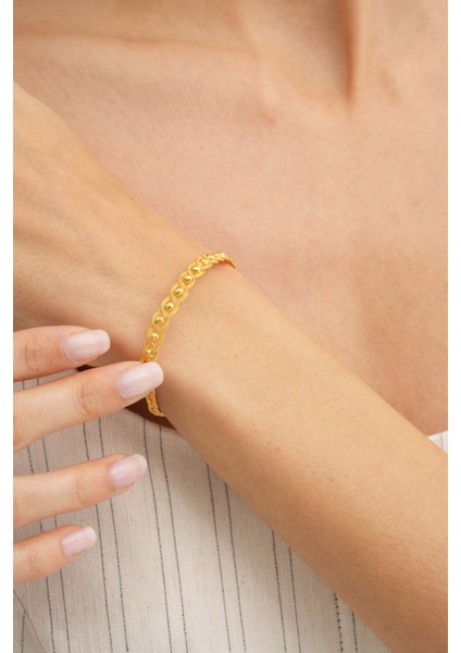 Dorissa Kazaziye Işlemeli Altın Yaldızlı Tasarım Örgü Gümüş Bileklik 4605 fiyatları