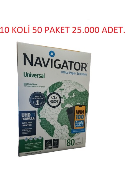Navigatör A4 80 G/m² 25.000 Ad. Fotokopi Kağıdı (50'li Paket)