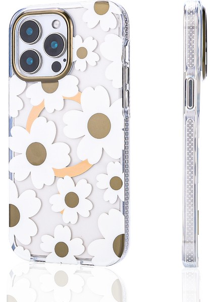 Apple iPhone 16 Pro Magsafe Sarj Özellikli Darbelere Dayanıklı Naturally Flower Pattern Kapak Kılıf