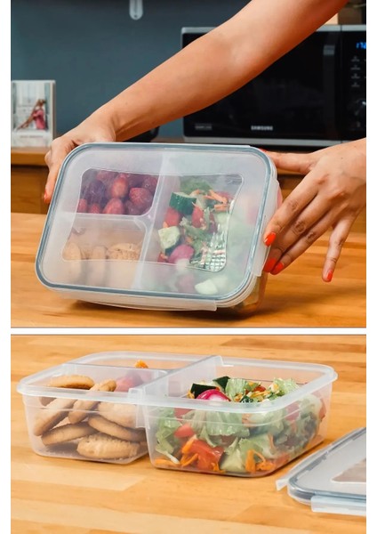 Fresh Box 3 Bölmeli Saklama Kabı 1900 ml (1000 + 450 + 450) Sızdırmaz Beslenme Kabı
