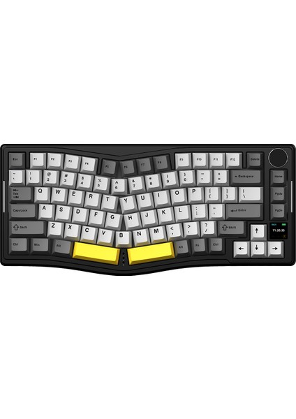 Ajazz AKS-075 Ergonomik Tasarım, Tft Ekranlı 3 Modlu Mekanik Klavye Mor Beyaz - Flying Fish Switch