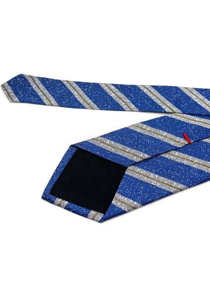 Ponticella Style Mavi Çizgi Desen Italyan Ipek Kravat İK1758 fiyatları