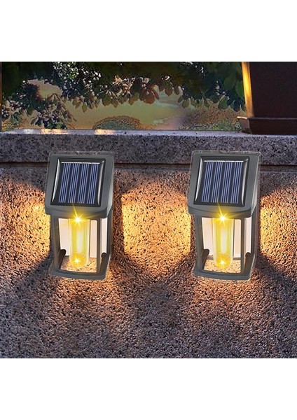 2 Adet Güneş Enerjili Karanlık Sensörlü Dekoratif Solar Aplik Gün Işığı Retro Bahçe Aydınlatması