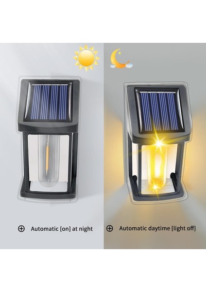 2 Adet Güneş Enerjili Karanlık Sensörlü Dekoratif Solar Aplik Gün Işığı Retro Bahçe Aydınlatması
