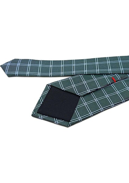 Qurantoli Style Yeşil Kare Desen Italyan Ipek Kravat İK1731