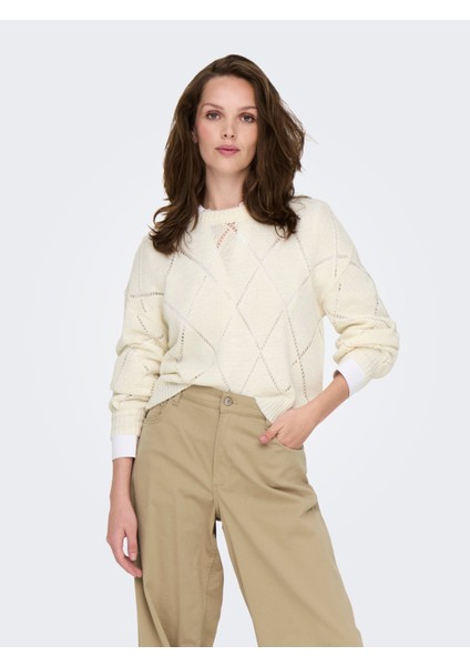 Kadın Yuvarlak Yaka Oversize Örme Kazak - 15339575