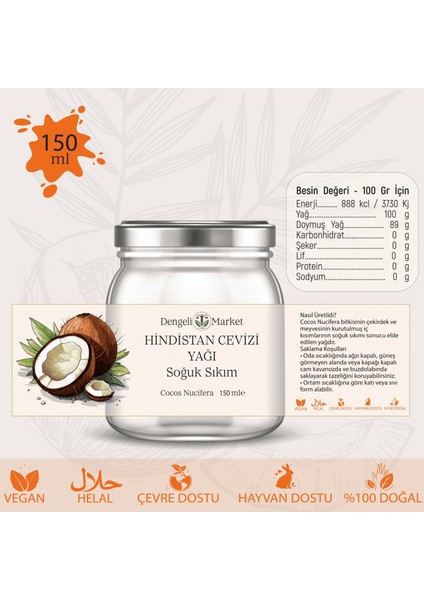 Hindistan Cevizi Yağı / 150 Ml. (Organik)