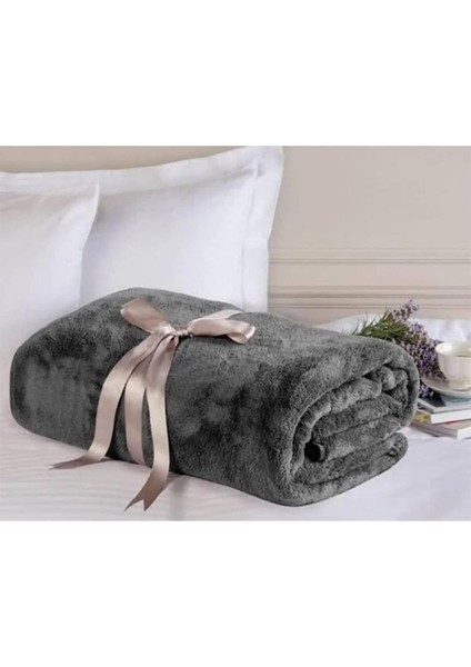 Wellsoft Battaniye Antrasit Televizyon Battaniyesi Peluş Polar Battaniye Tek Kişilik 170 * 230