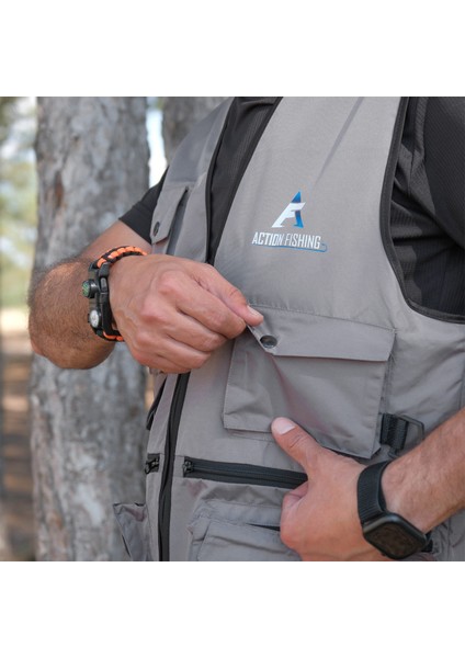 Action Dört Mevsim Çok Cepli Outdoor Spor Yelek Gri