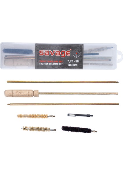Tüfek Harbi Takımı - Temizleme Seti - Savage - 36 Cl / 7,62 Mm - Kutulu