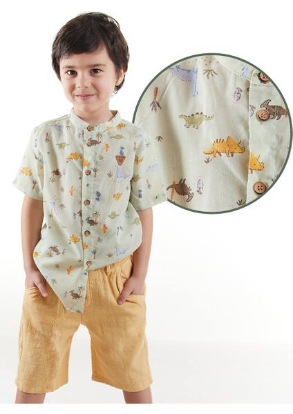 Erkek Çocuk Bayramlık Gömlek Müslin Şort Takım